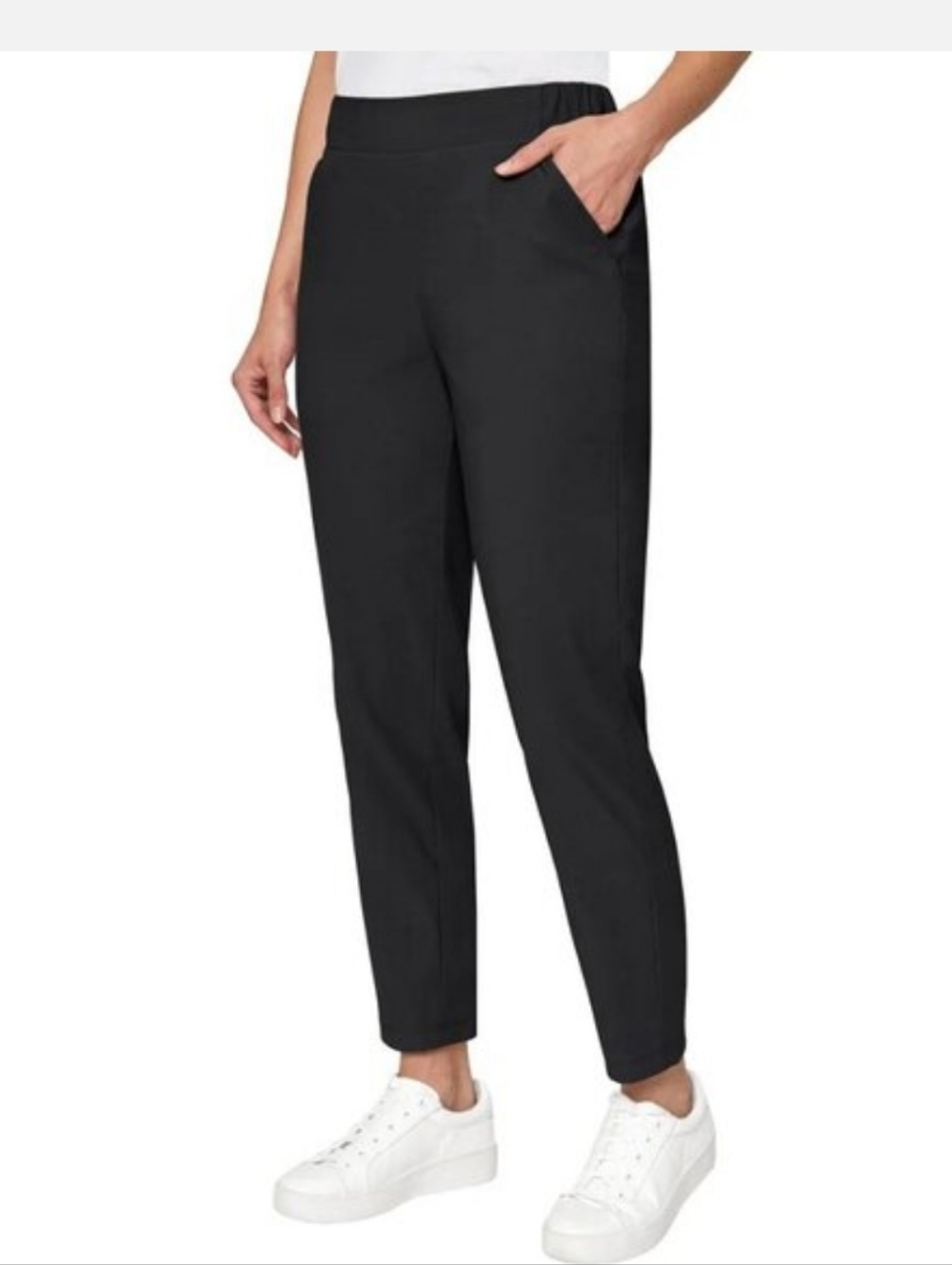 Mondetta Black Ribbed Top with Logo Tag